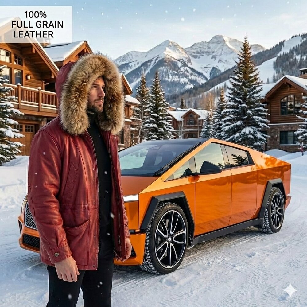 Wilsons Adventure Bound Men's XL Fur Hoodie Full Grain Leather Winter Coat Parka
